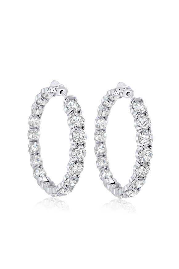 Diana M Jewels 18k White Gold Diamond Hoop Earring - view 1