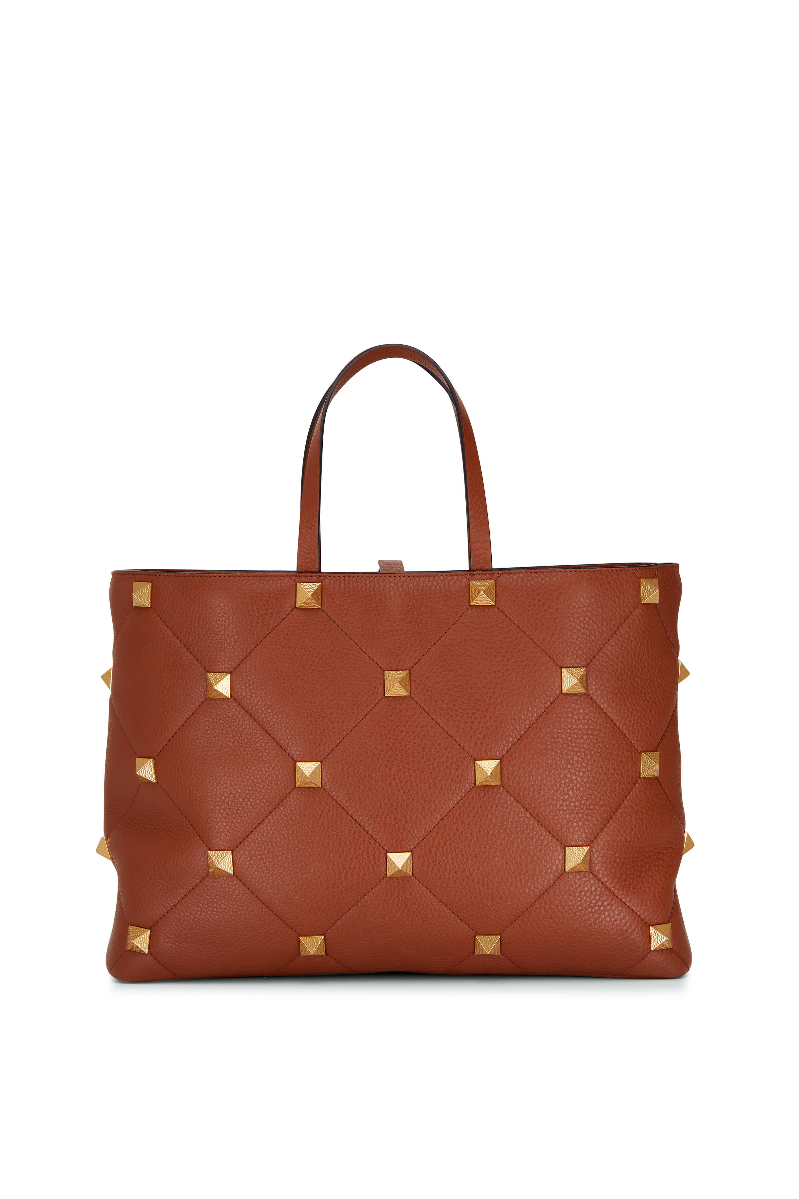 Valentino Garavani - Saddle Brown Leather Roman Stud Large Tote