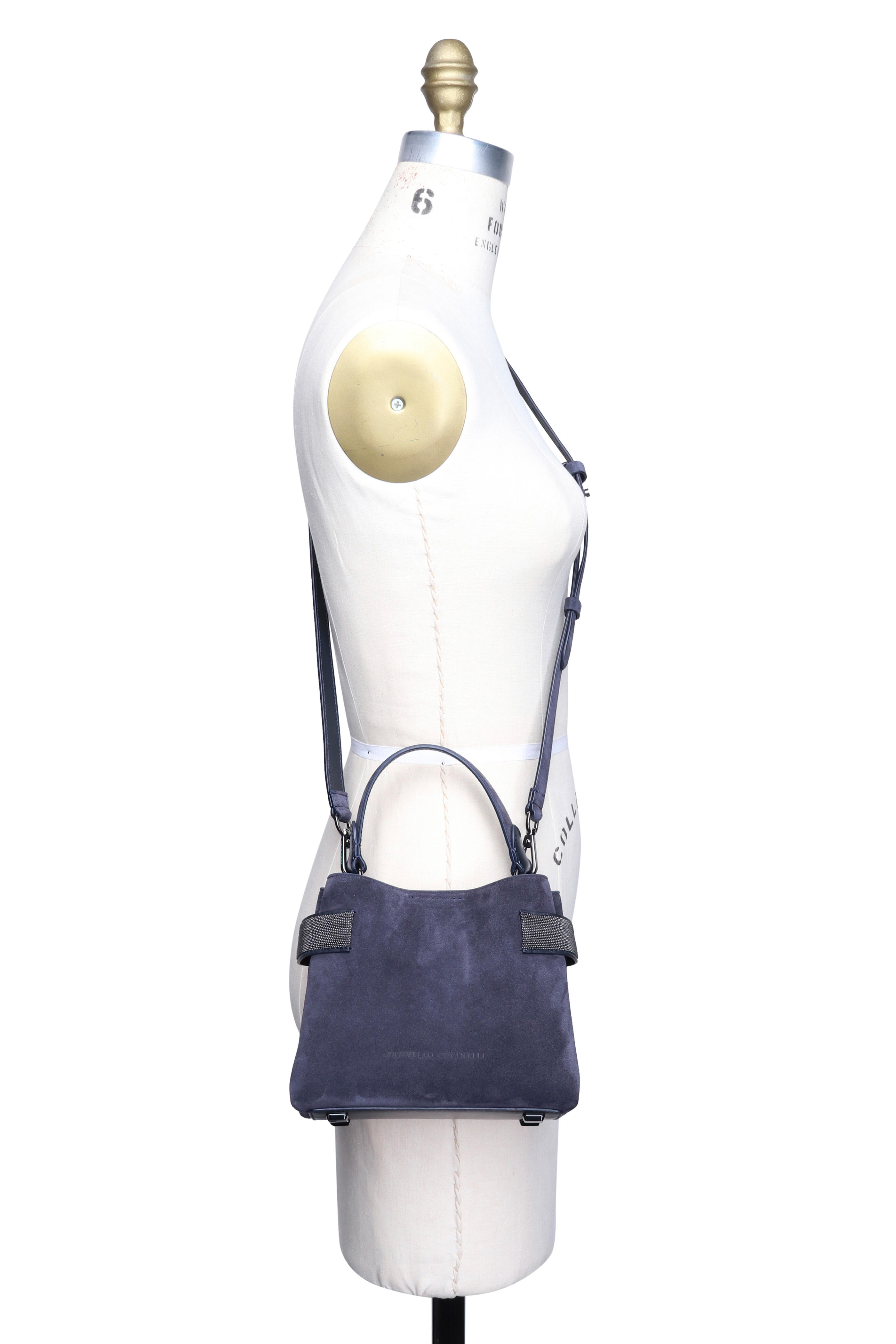 Brunello Cucinelli - Small Essence Navy Suede Top Handle