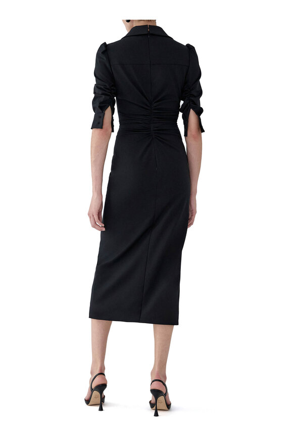 Carolina Herrera Black Stretch Wool Midi Dress - view 3