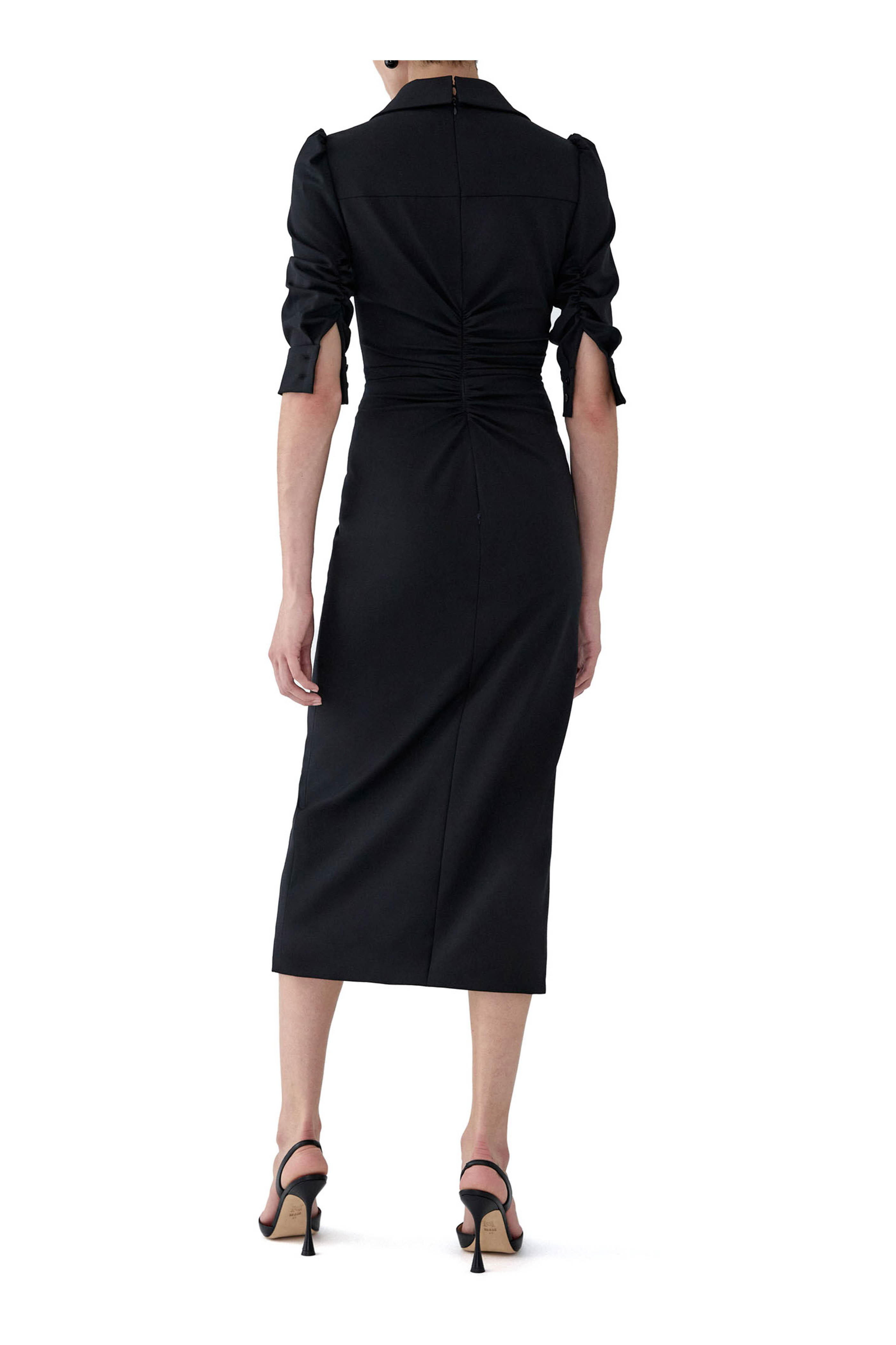 Carolina Herrera - Black Stretch Wool Midi Dress - view 3