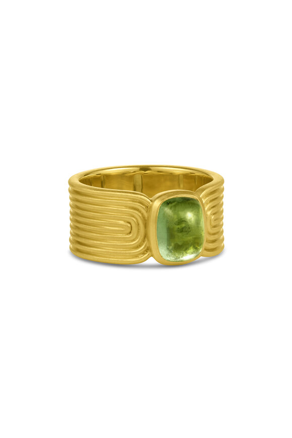 Leigh Maxwell 18k Yellow Gold Tourmaline Ridged Band