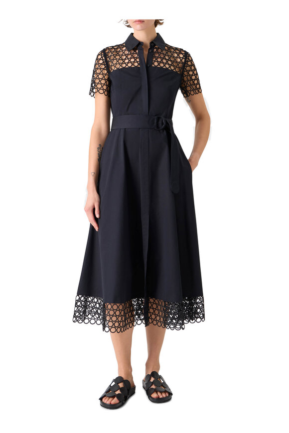 Akris Punto Black Dot Eyelet Midi Shirtdress - view 2