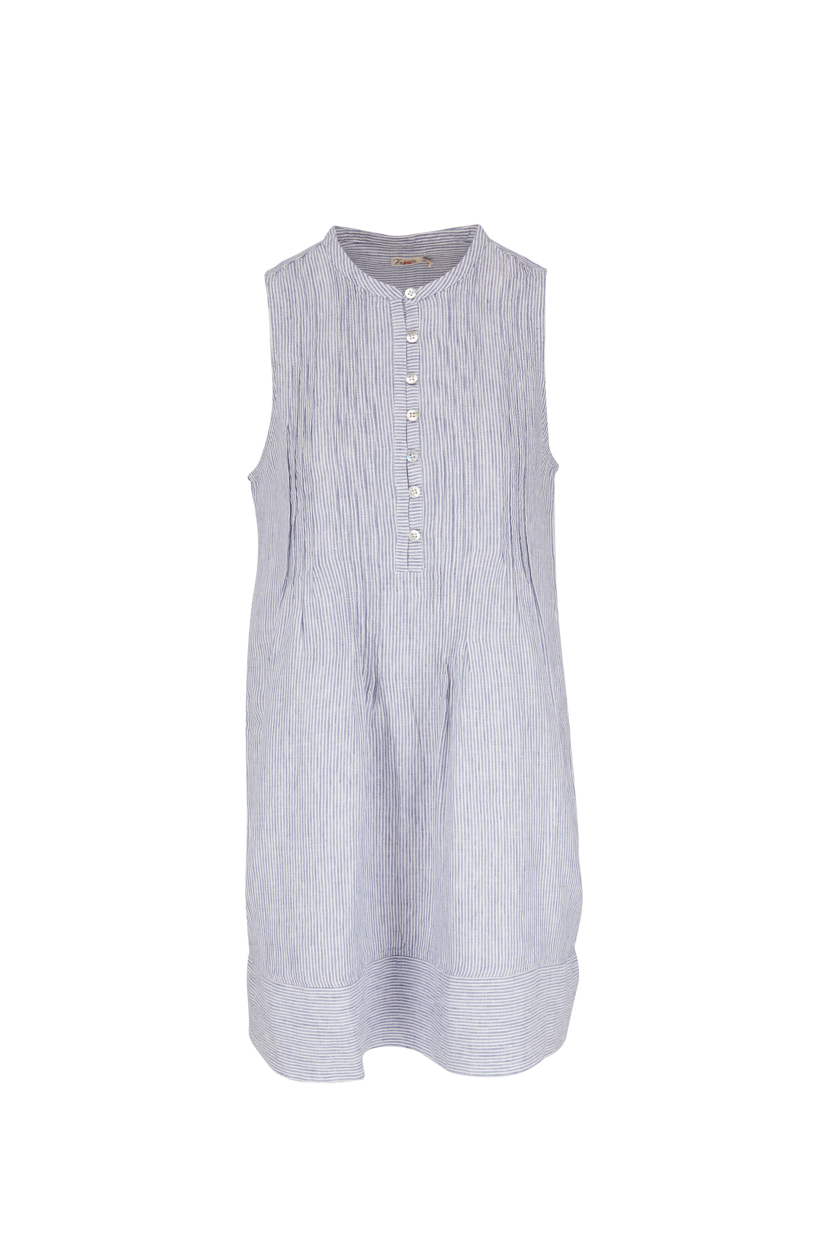 Faherty Brand - Isha Blue & White Stripe Linen Dress