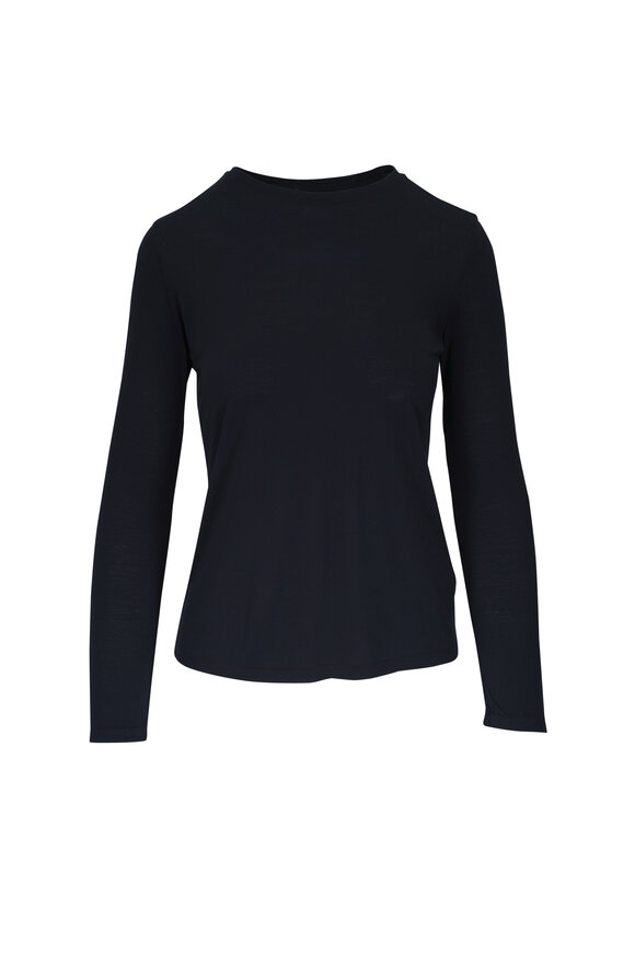 L'Agence - Alya Black Long Sleeve Crew Neck T-Shirt 