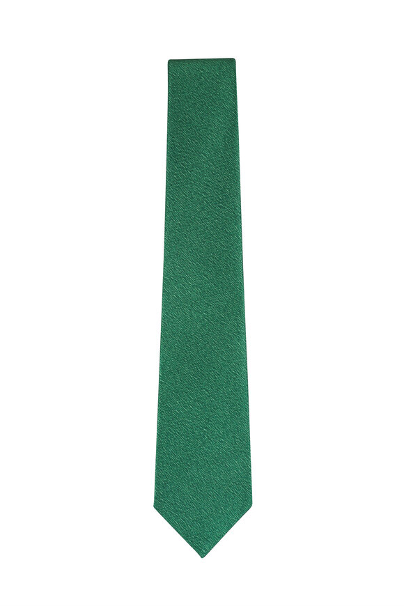 Kiton Green Textured Silk Necktie - view 1