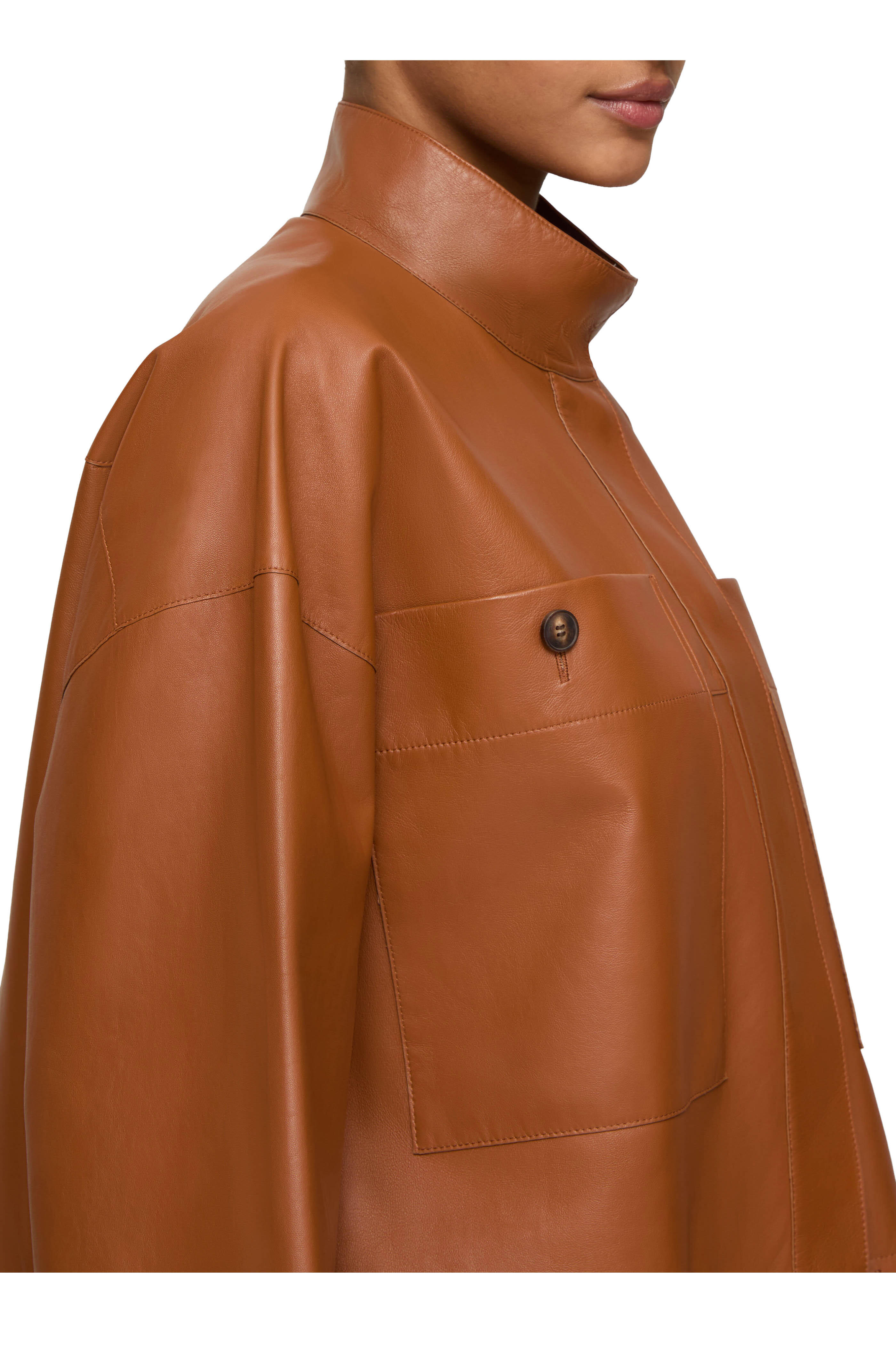 Lafayette 148 New York - Copper Leather Oversized Cropped Jacket