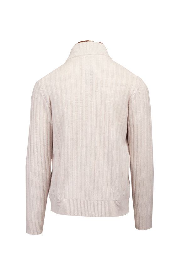 Cesare Attolini Beige Cashmere Full Zip Sweater - view 2