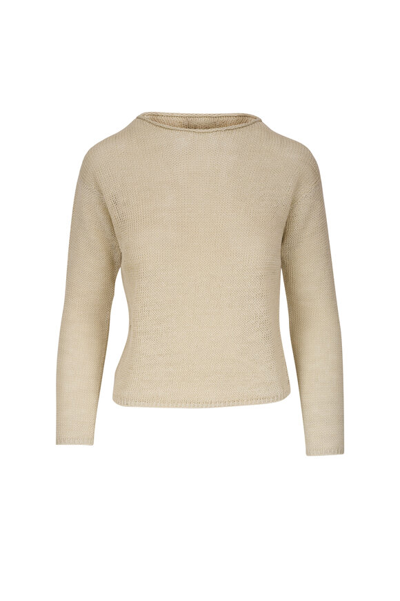 Vince Cream Linen Knit Pullover Sweater
