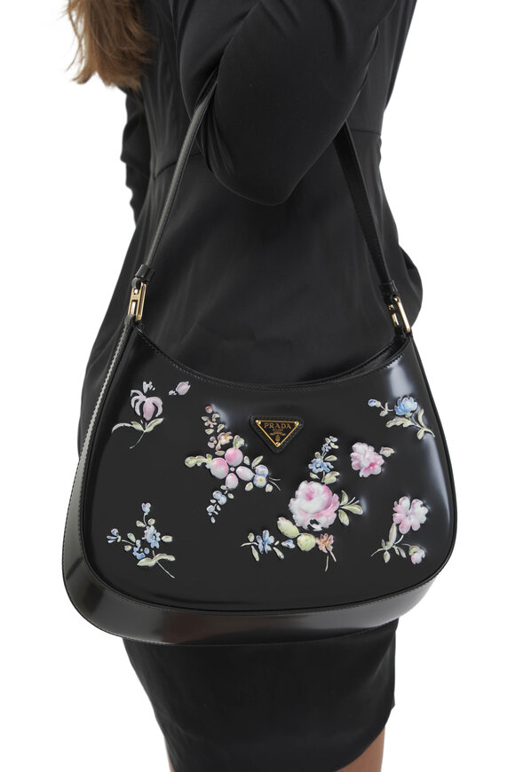 Prada - Cleo Printed Brushed Leather Shoulder Bag