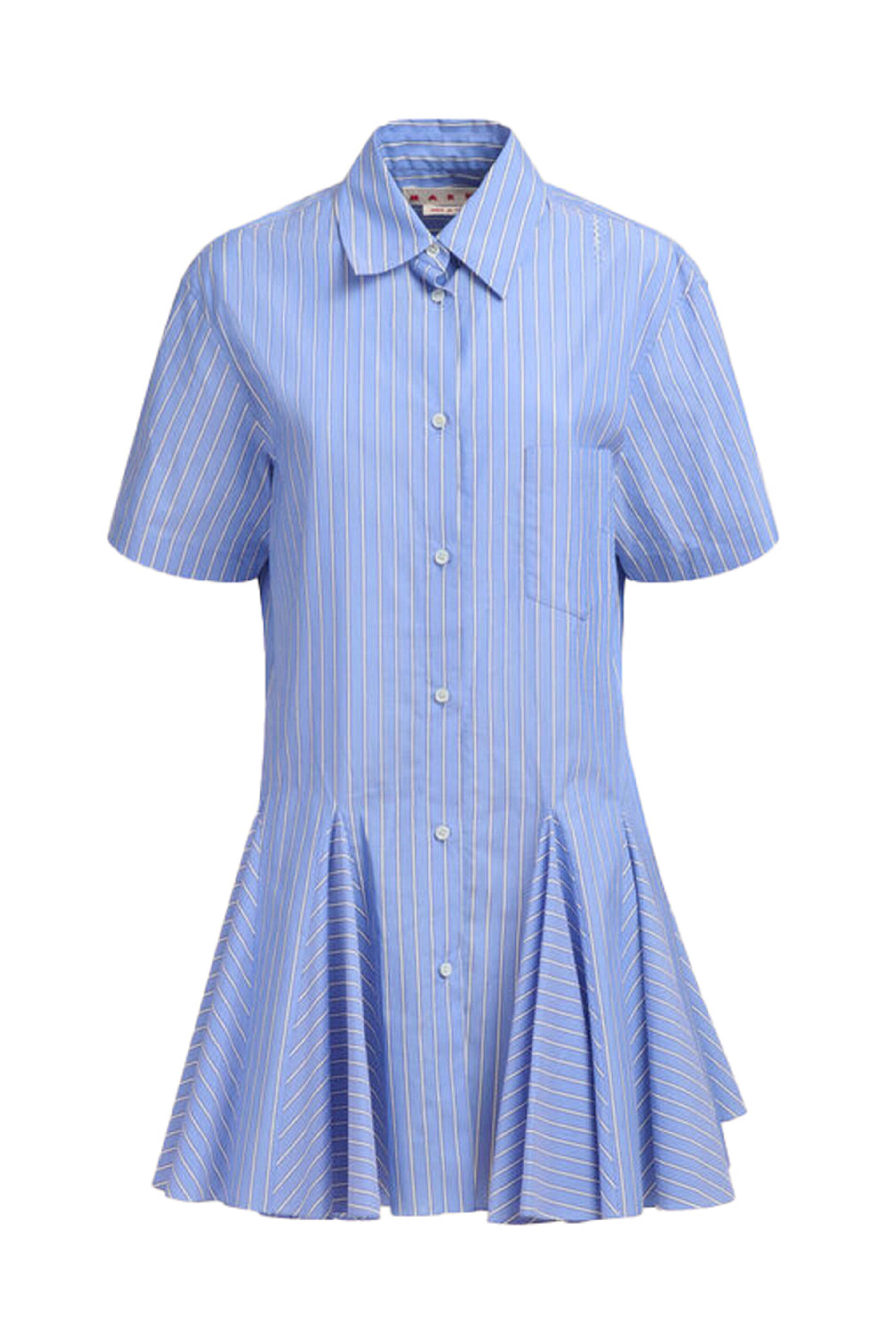 ワンピース MARNI DRESSES BLUE CHINA Marni - Blue China Stripe Godet Mini Shirtdress | Mitchell
