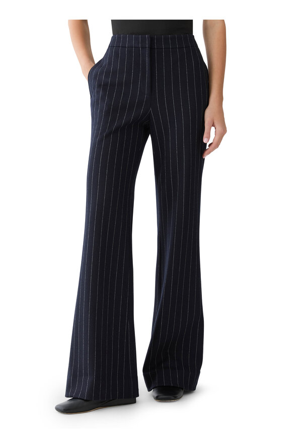 Lafayette 148 New York Navy Pinstripe Jersey Flare Pant - view 2