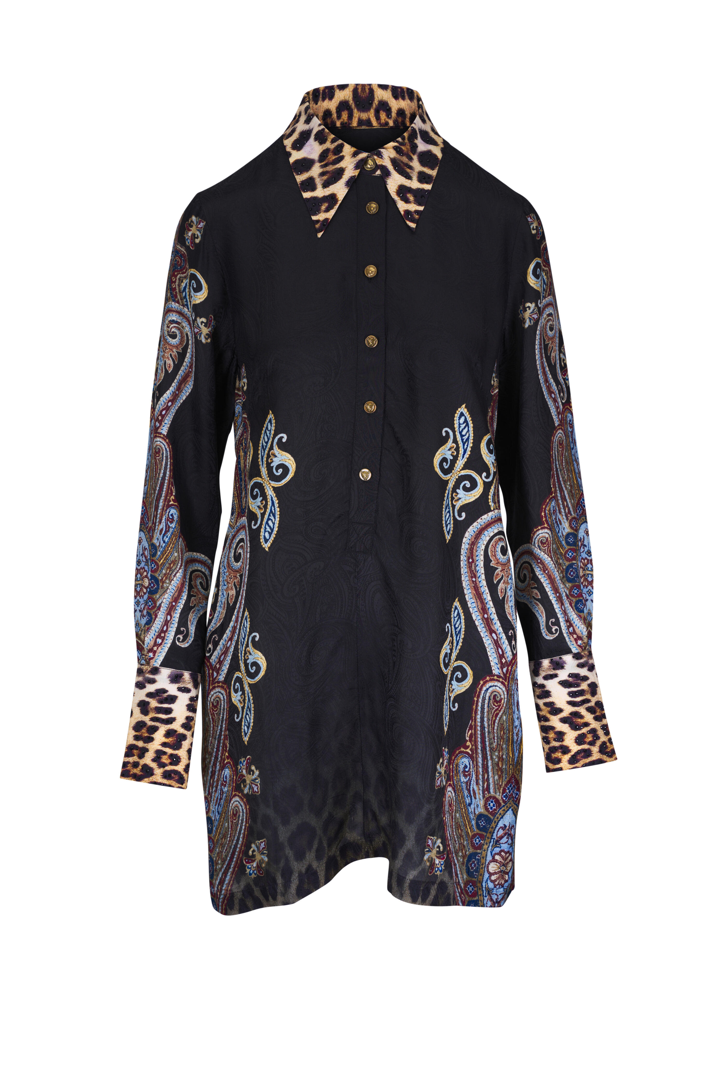 Camilla - Istanbul Animalia Black Multi Mini Shirtdress