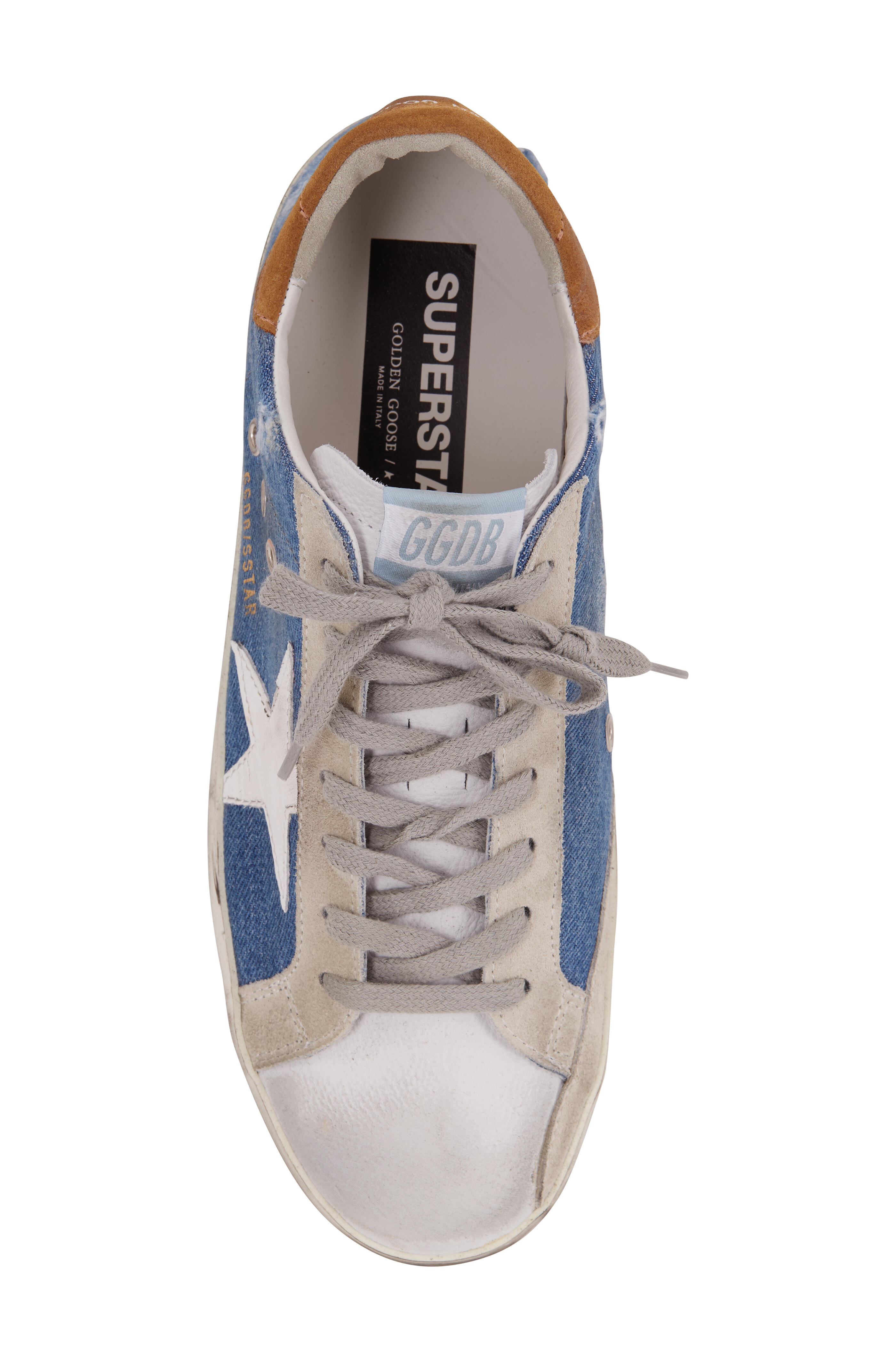 Golden Goose - Super-Star Blue Denim White Leather Star Sneaker