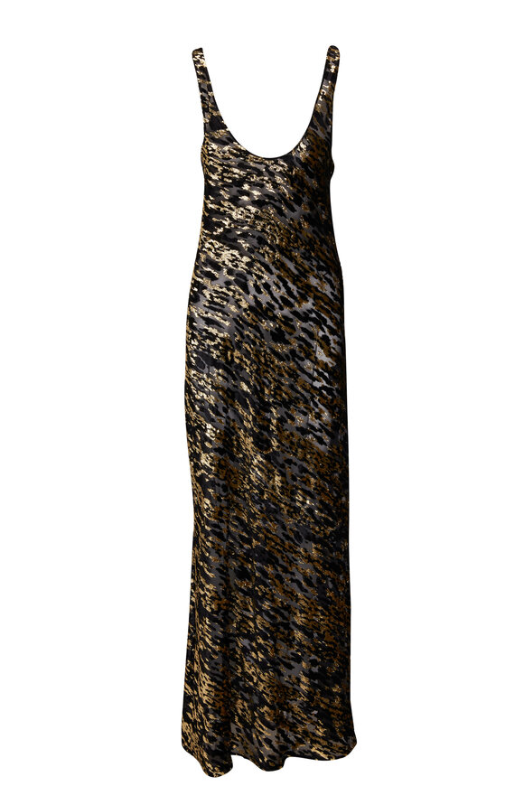 Saint Laurent - Gold & Black Burnout Dress