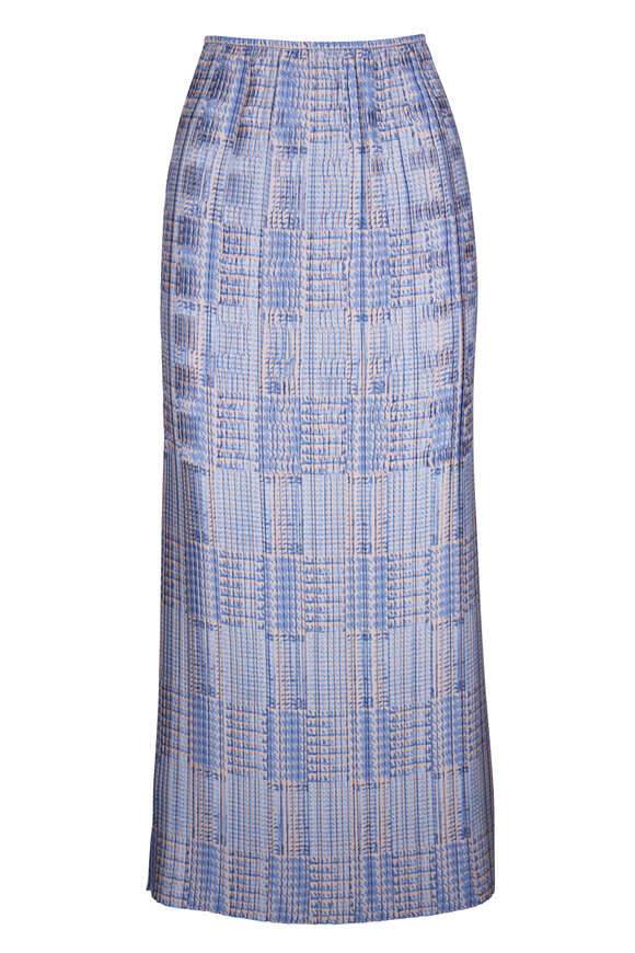 Lafayette 148 New York Oxford Blue Multi Basketweave Plisse Skirt - view 1