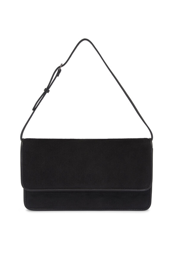 The Row Nancy Black Soft Suede Shoulder Bag