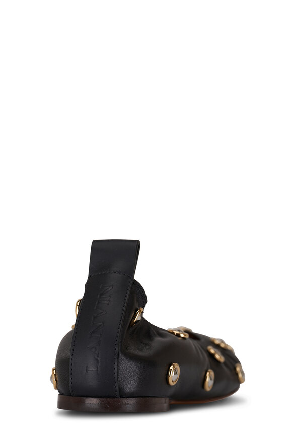 Lanvin - Black Leather Studded Ballerina Flat