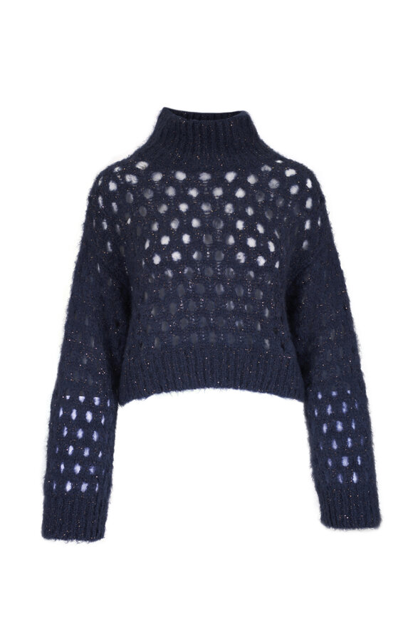 Brunello Cucinelli MH547P8308C169 関税送料込 Brunello Cucinelli - Blue Cashmere Turtleneck Sweater