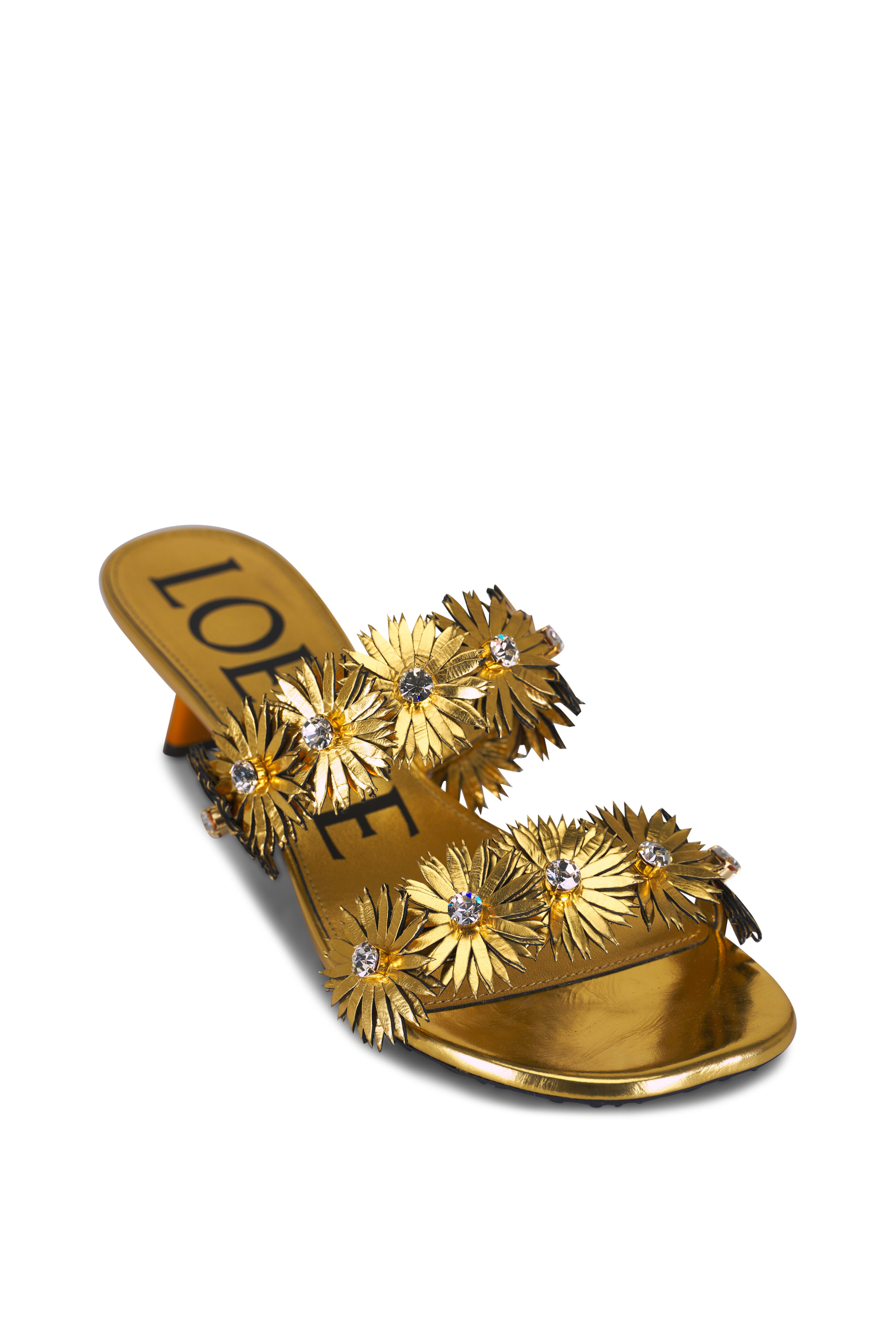Loewe - Gold Petal Double Strap Sandal, 45mm | Mitchell Stores