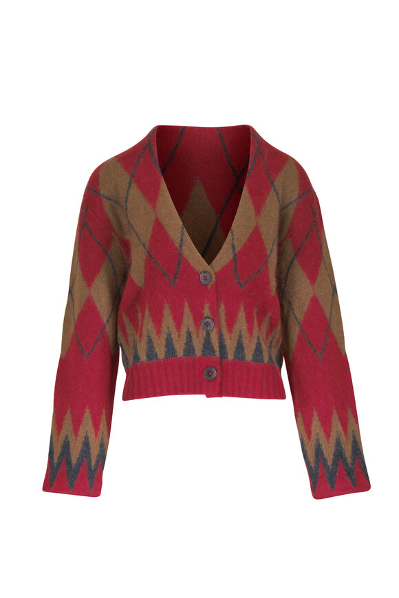 Dorothee Schumacher Argyle Statements Brick Wool & Cashmere Cardigan - view 1