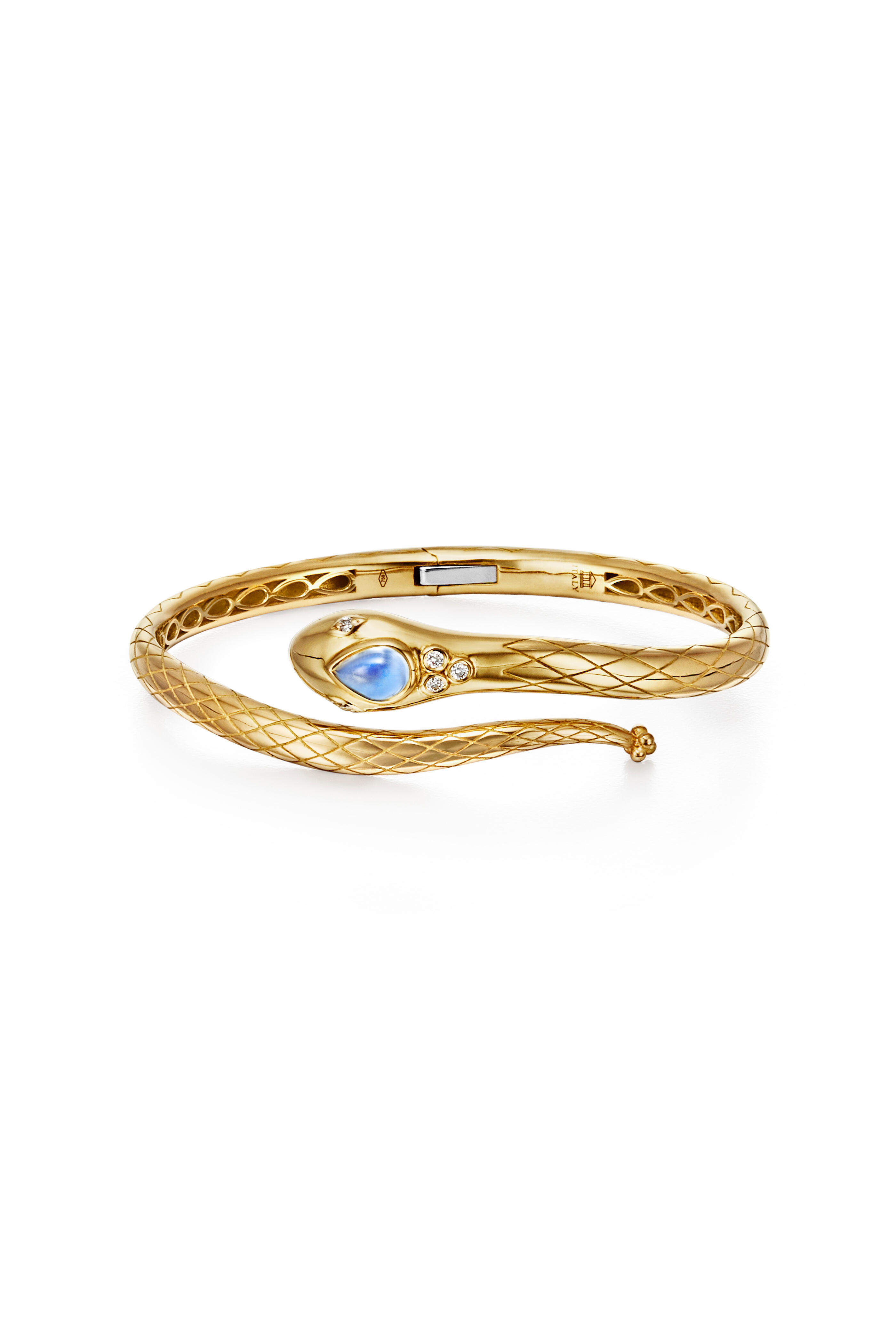 Temple St. Clair - 18K Yellow Gold Moonstone Serpent Hinged Cuff