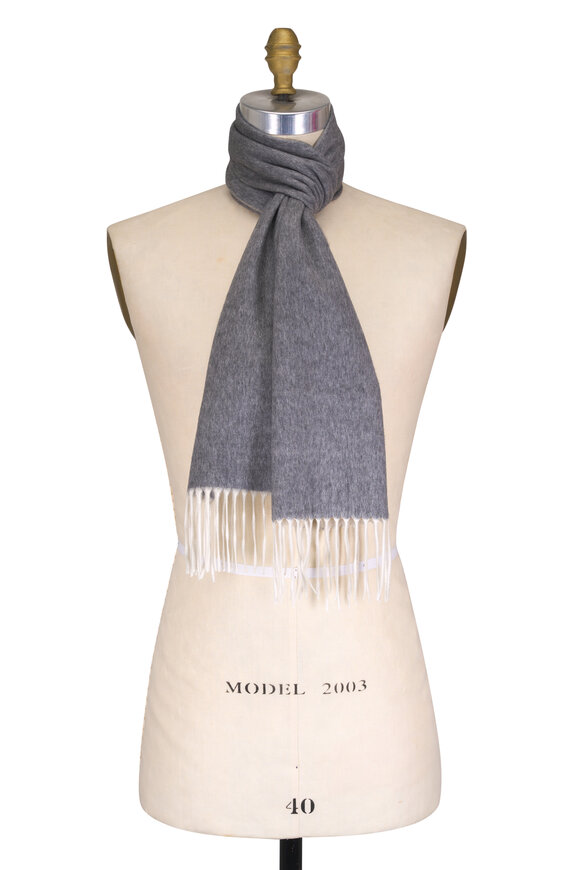 Brioni Lead & Tan Silk & Cashmere Scarf - view 2