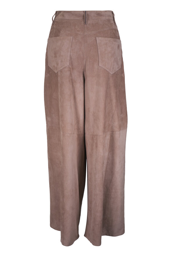 Brunello Cucinelli Beige Suede Maxi Pant - view 3