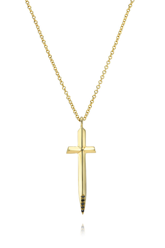 Dru Black Diamond Dagger Charm Necklace