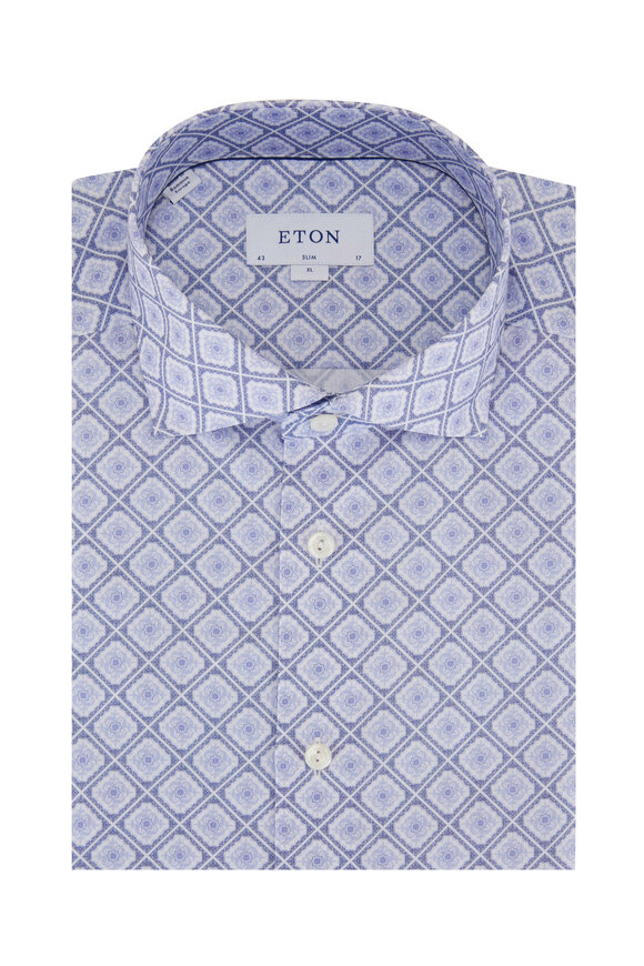 Eton - Blue Medallion Print Sport Shirt