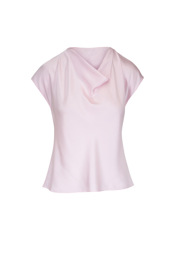 Vince Ballet Pink Silk Cowl Neck Blouse