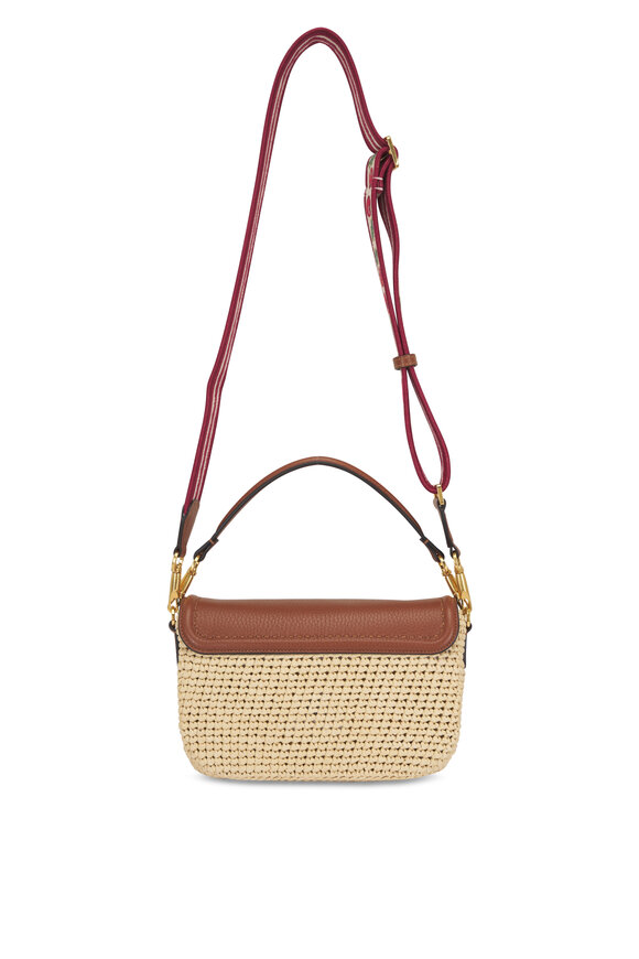 Valentino Garavani All Time Natural & Saddle Raffia Shoulder Bag - view 3