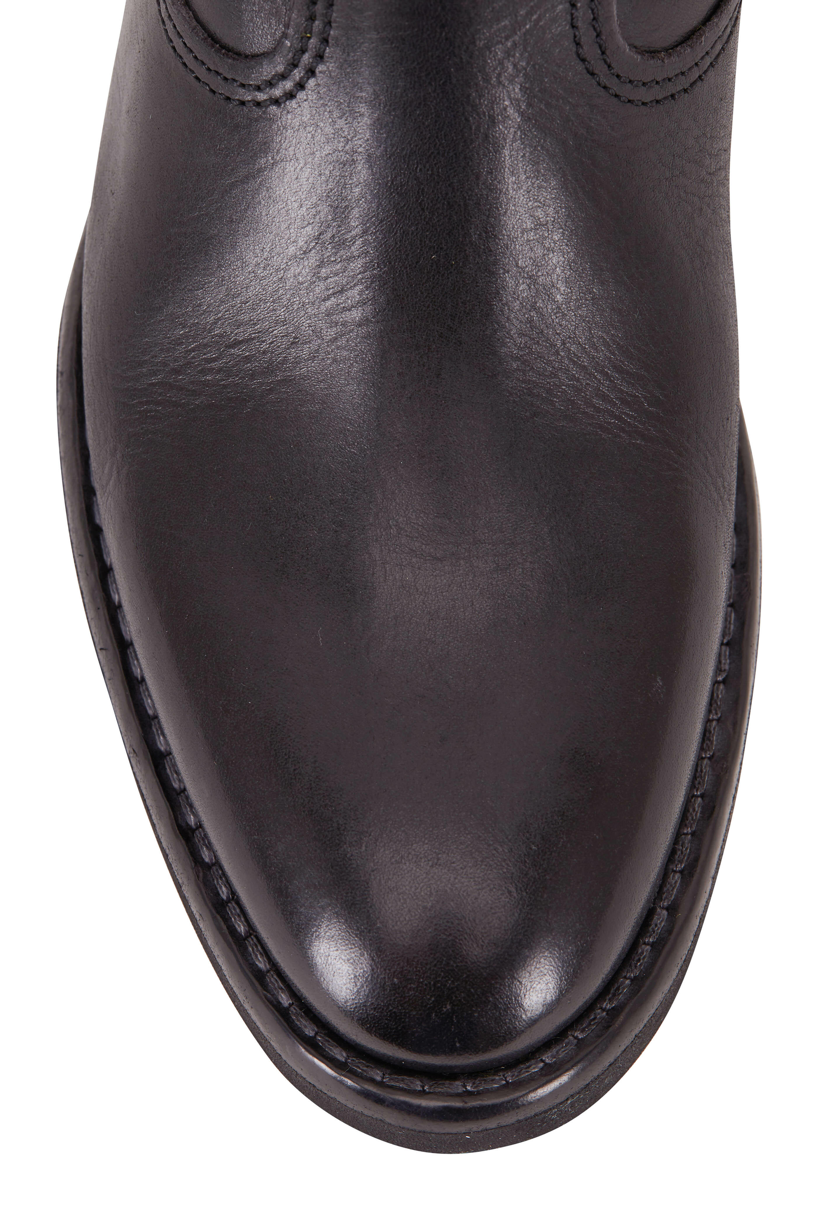 Golden Goose - Black Leather & Yellow Shearling Biker Boot