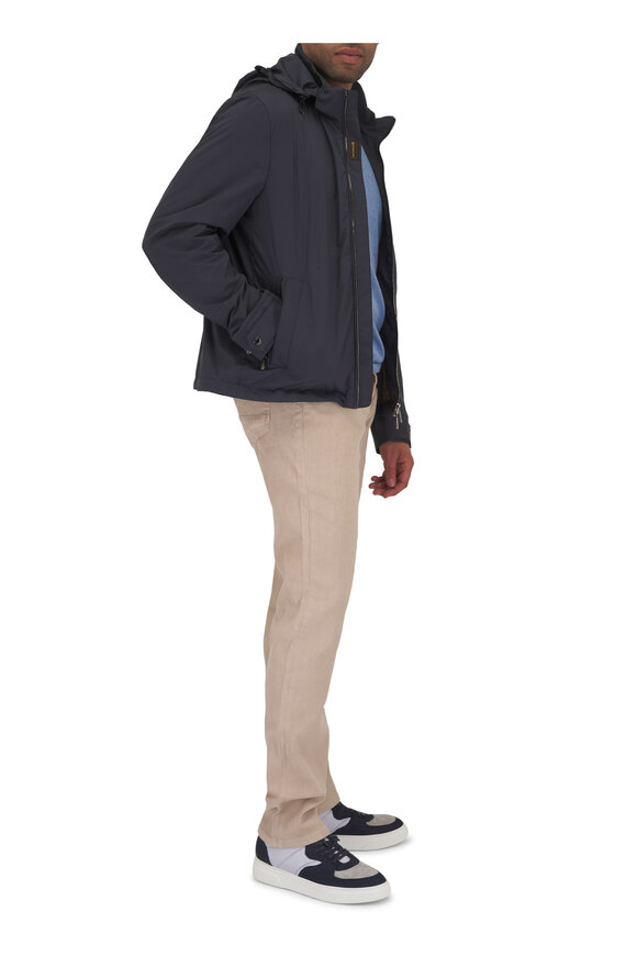 Moorer - Navy Blue Hooded Jacket