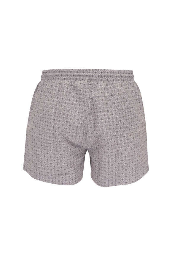 Brunello Cucinelli - Gray Geometric Print Swim Trunks