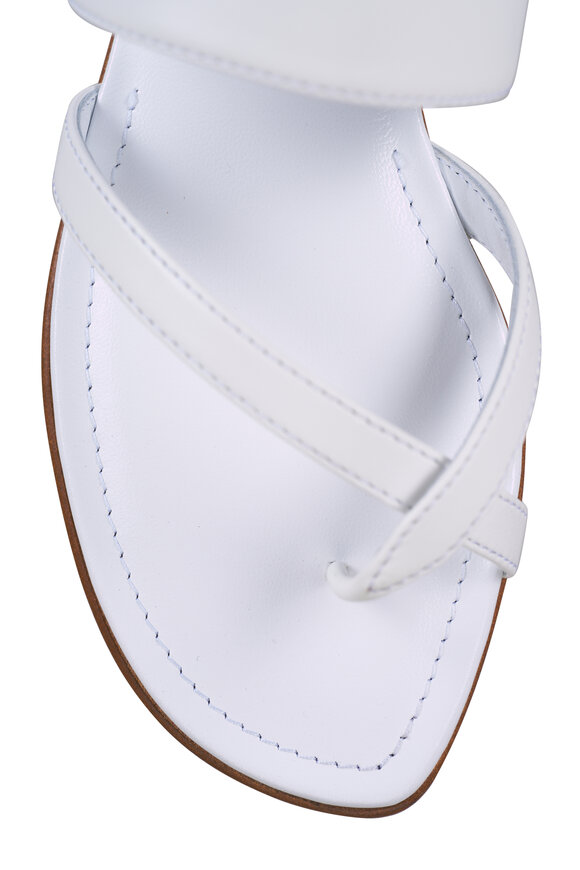 Manolo Blahnik Susa White Leather Flat Sandal - view 5
