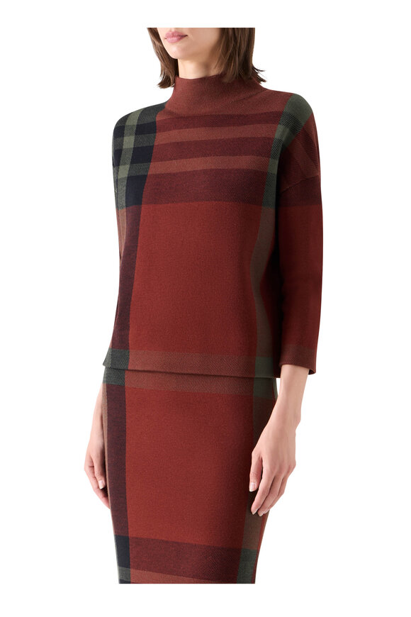 Akris Punto Black & Copper Merino Wool Jacquard Check Sweater - view 5