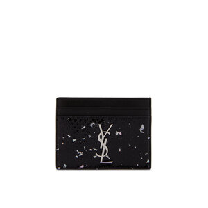 Saint Laurent Women's Black & Glitter Embossed Leather Envelope Wallet | by Mitchell Stores