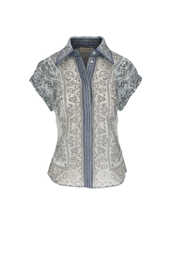 Zimmermann - Matchmaker Blue Bandana Fitted Blouse 