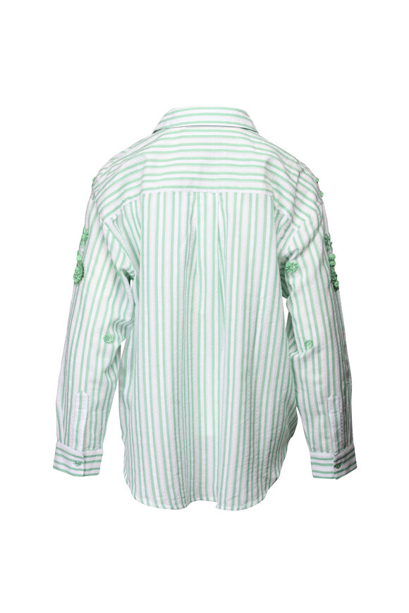 Essentiel Antwerp Julieta Green Sequined Pointelle Blouse - view 2