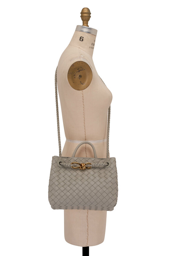 Bottega Veneta - Small Andiamo Agate Gray Woven Leather Crossbody 