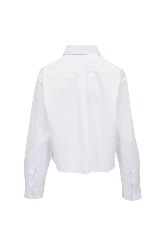 Miu Miu White Cotton Poplin Raw Hem Shirt - view 4