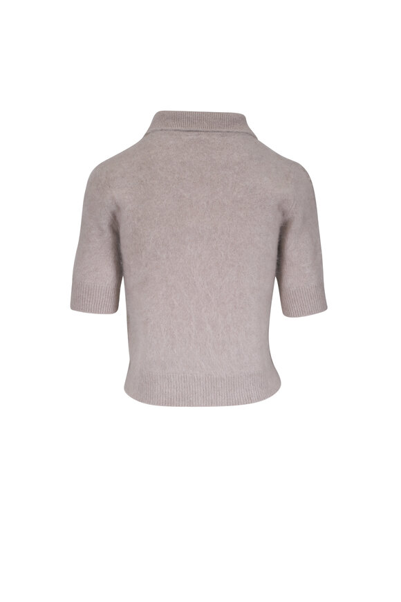 Lisa Yang Carolyn Sand Brushed Cashmere Polo Sweater - view 3