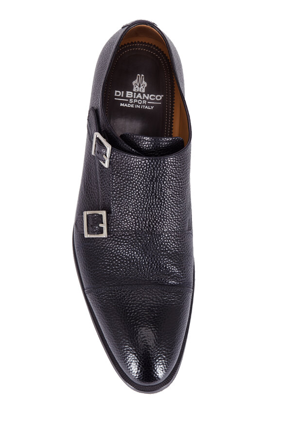 Di Bianco - Black Grained Leather Double-Monk Shoe