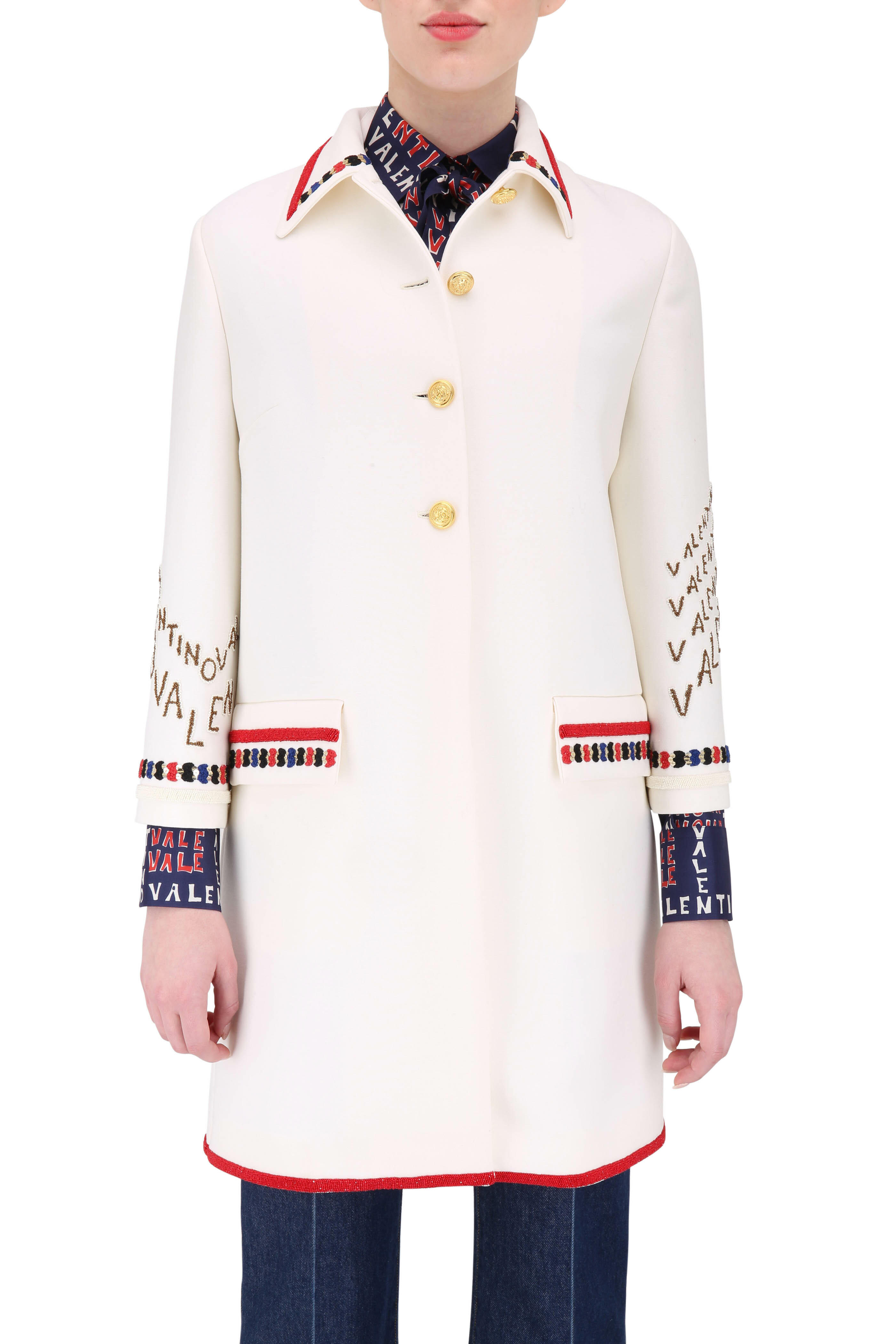 【関税&送料込】Valentino Garavani Ivory Crepe Blazer Valentino Crêpe Couture floral-appliqué blazer Valentino