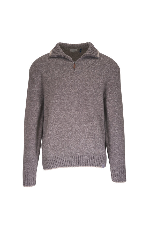 Paul & Shark Taupe Wool & Cashmere Quarter Zip Pullover