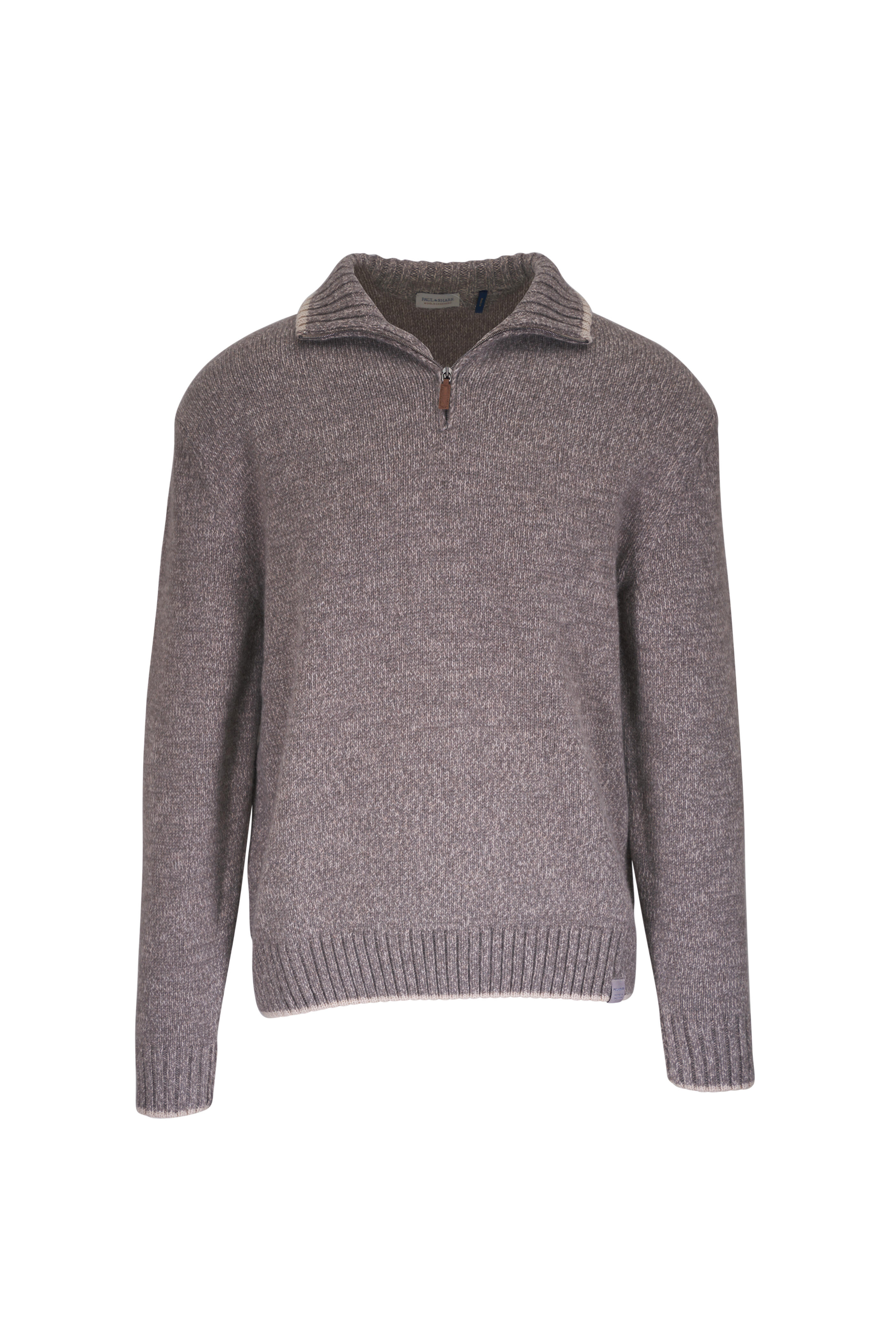 Paul & Shark - Taupe Wool & Cashmere Quarter Zip Pullover