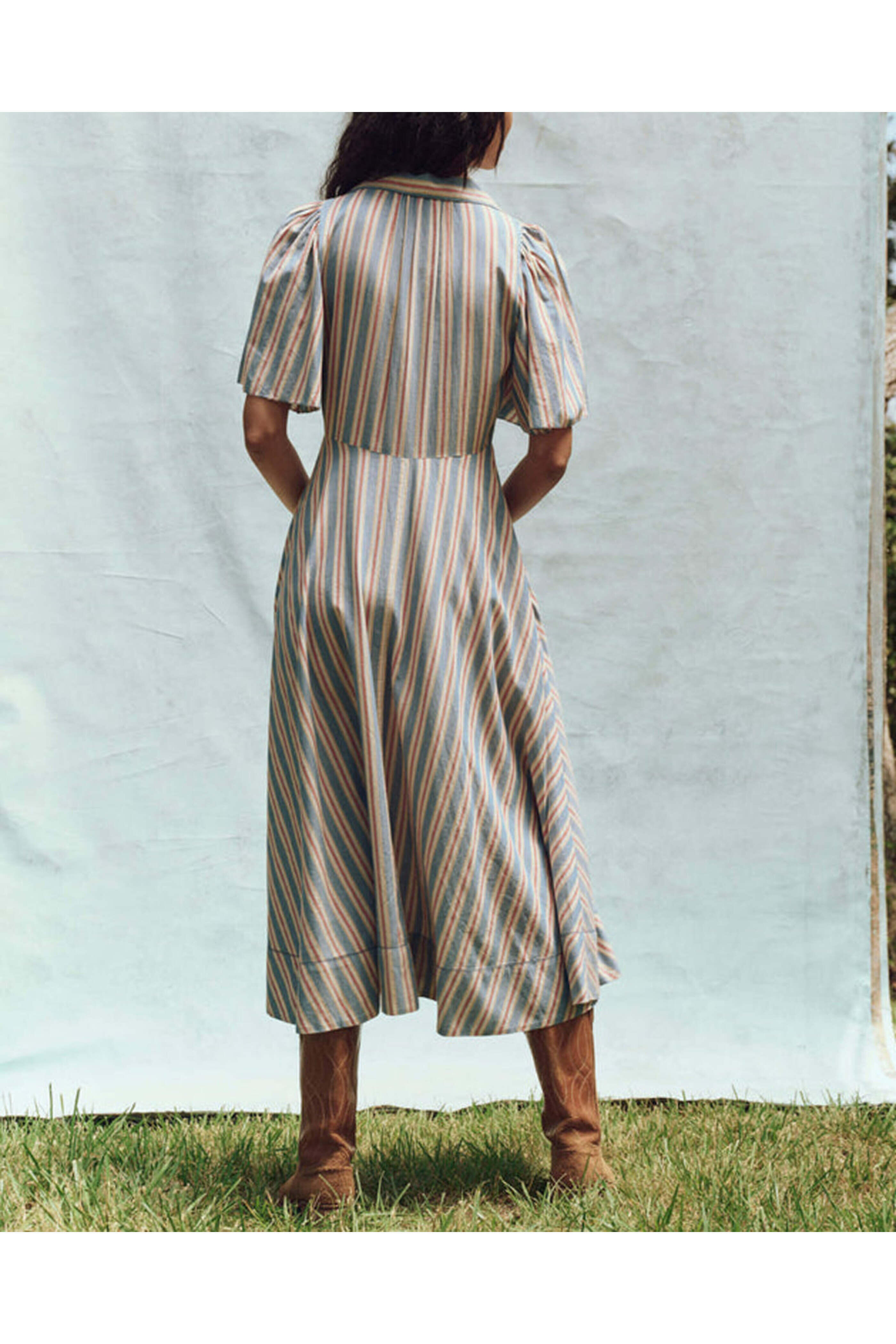 The Great - Blue Frontier Stripe Bridge Dress