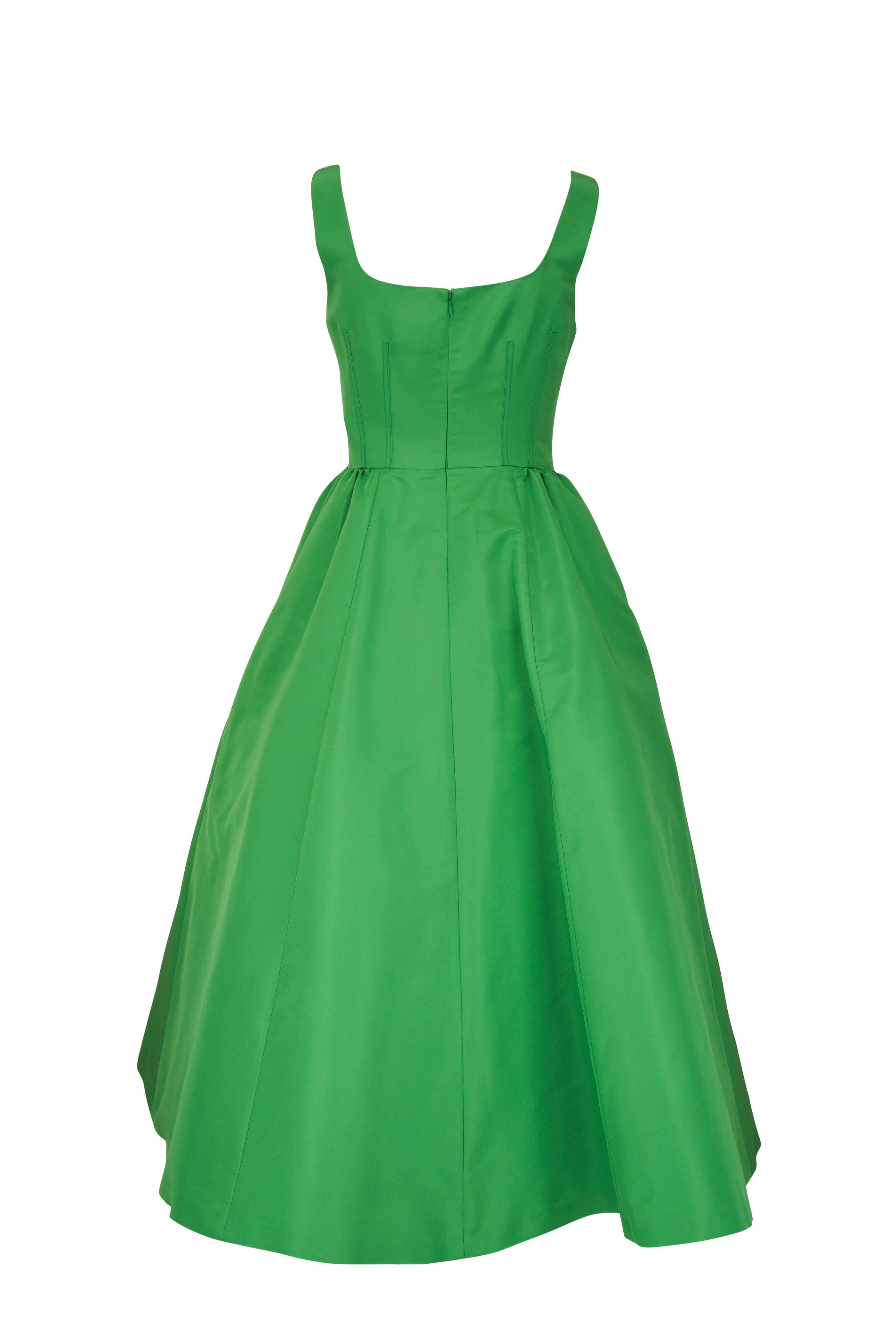 高級　キャロリーナへレラ　CAROLINA HERRERA ワンピース グリーン Carolina Herrera - Grasshopper Scoop Neck Fit & Flare Midi Dress