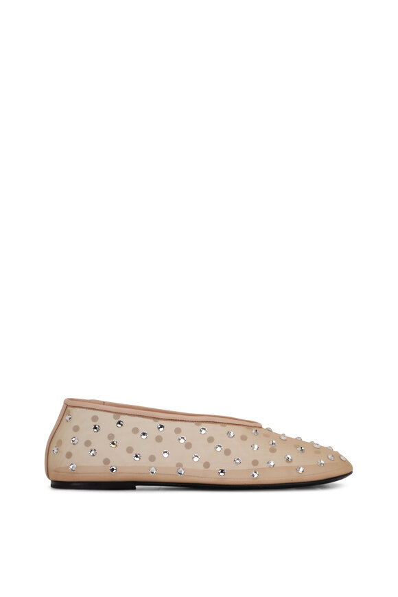 Khaite - Marcy Nude Crystal Mesh Embellished Flat